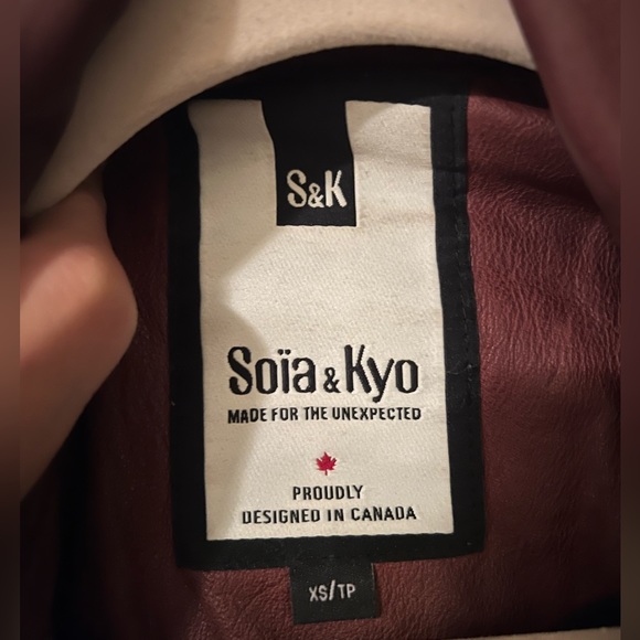 Soia & Kyo burgundy leather moto jacket - Picture 2 of 3